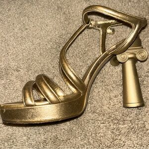Gold Strappy Women's Heels